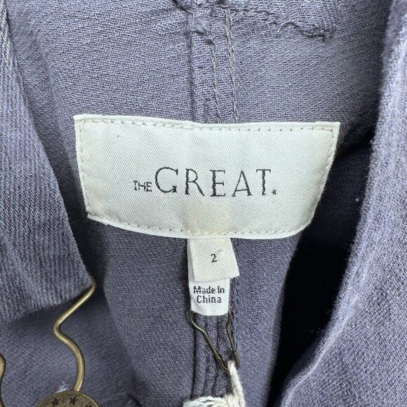 THE GREAT Womens The Cutoff Overall Shortalls Size M (2) NWT Gray Raw Hem Cotton - Picture 3 of 11